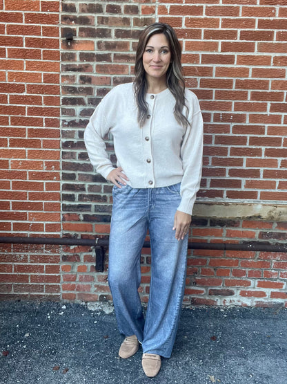 The Alisha Pull-On Denim Print Long Pants