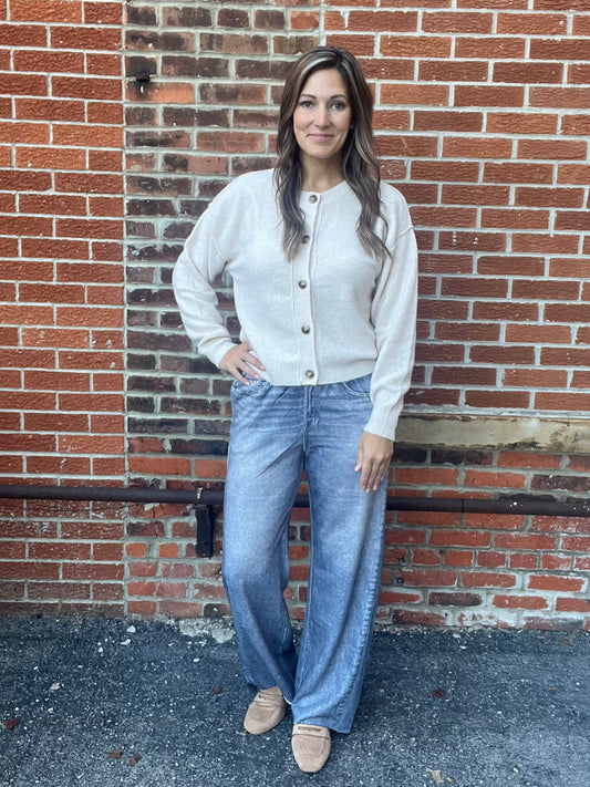 The Alisha Pull-On Denim Print Long Pants