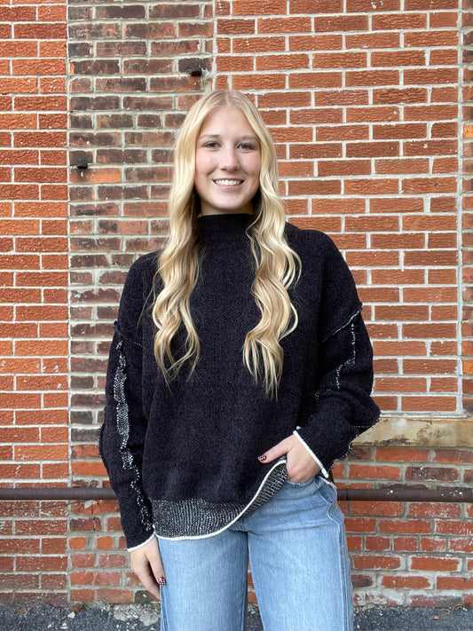 The Flora Chenille Oversized Sweater with Reverse Seams