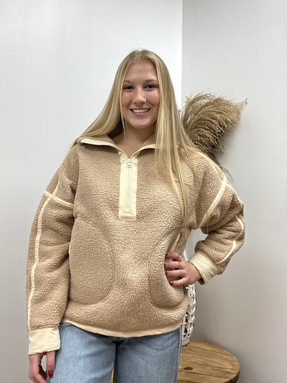 The Aspen Mocha 1/2 Zip Sherpa