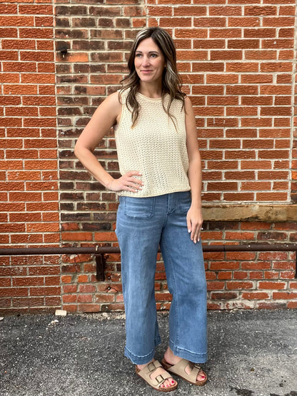 The Nico Open Stitch Round Neck Sweater Tank
