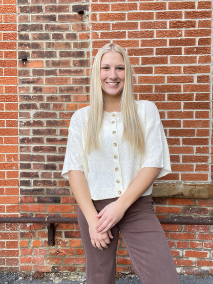 The Deacon Boxy Short Sleeve Button Down Cardigan