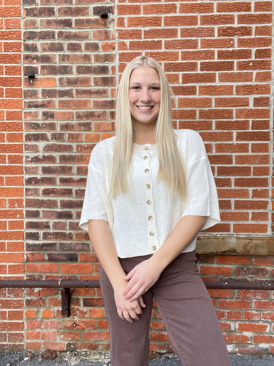 The Deacon Boxy Short Sleeve Button Down Cardigan