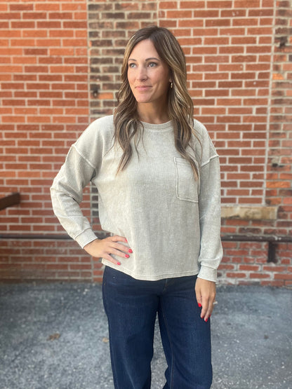 The Blair Ribbed Long Sleeve Knit Top