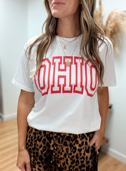 Red OHIO Puff Graphic Tshirt