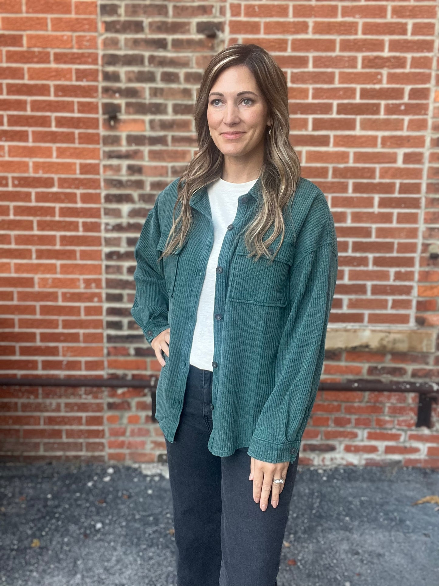 The Hallee Textured Button Up