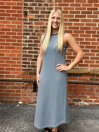The Clara Striped Sleeveless Midi Dress
