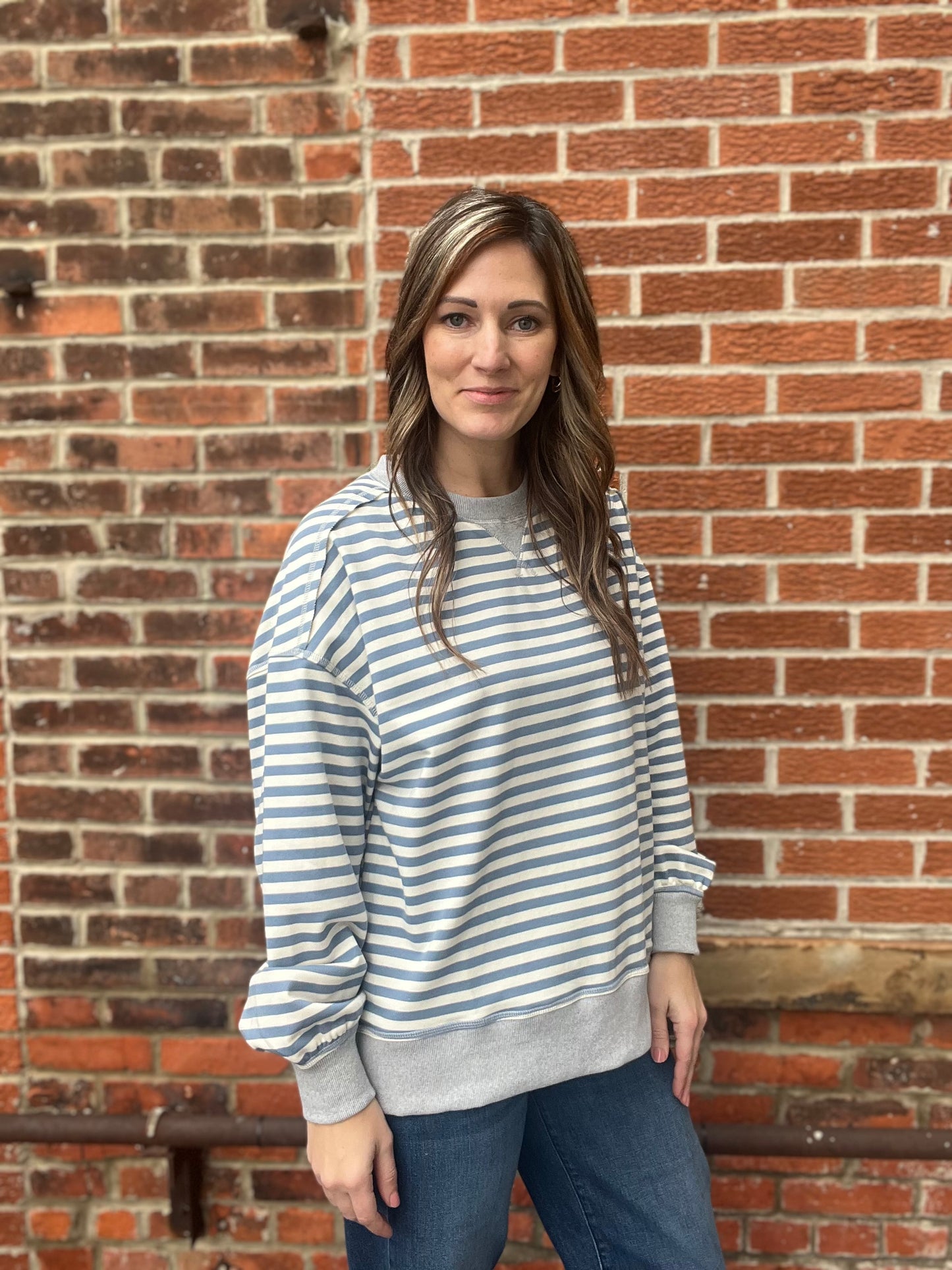 The Riley Striped Oversized Crewneck