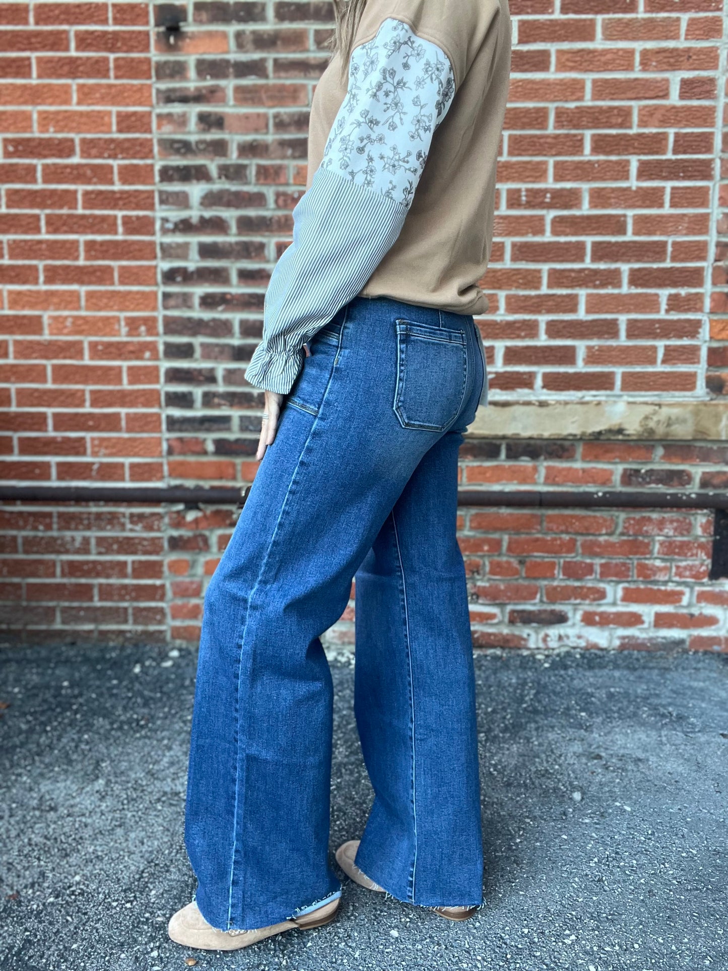 The Ember Mid Rise Wide Leg Jeans