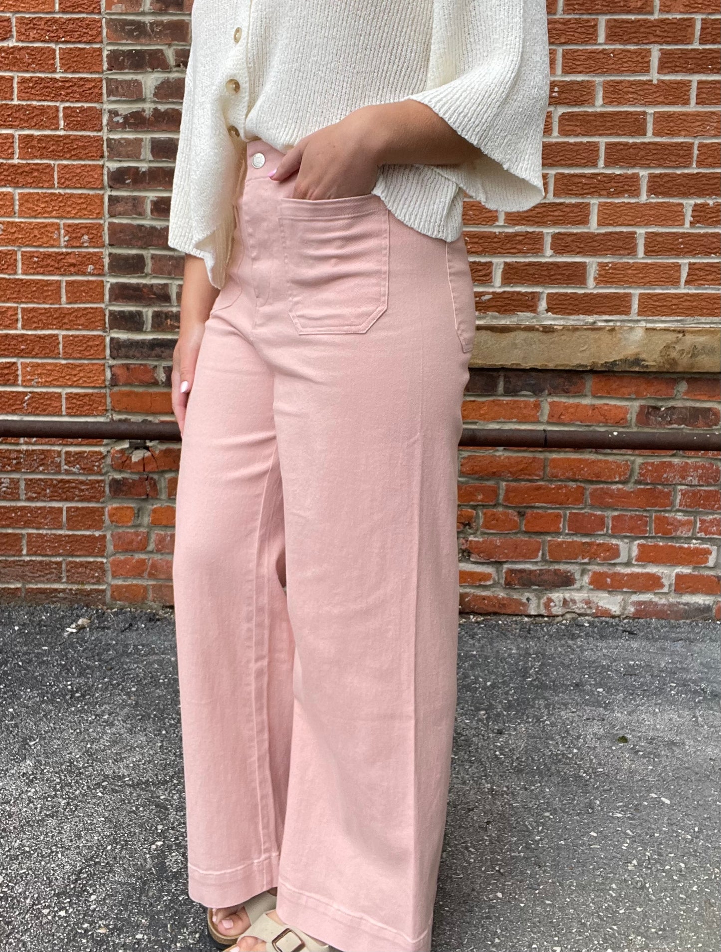 The Macelee Dusty Pink Wide Leg Pants