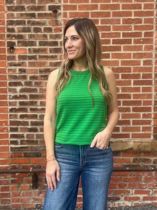 The Isabella Textured Kelly Green Tank Top