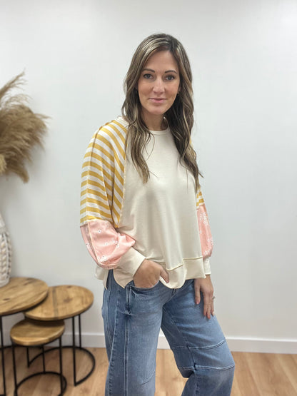 The Maeve Contrast Long Sleeve Top