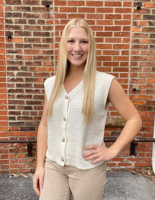 The Hayleigh Button Down Cream Vest