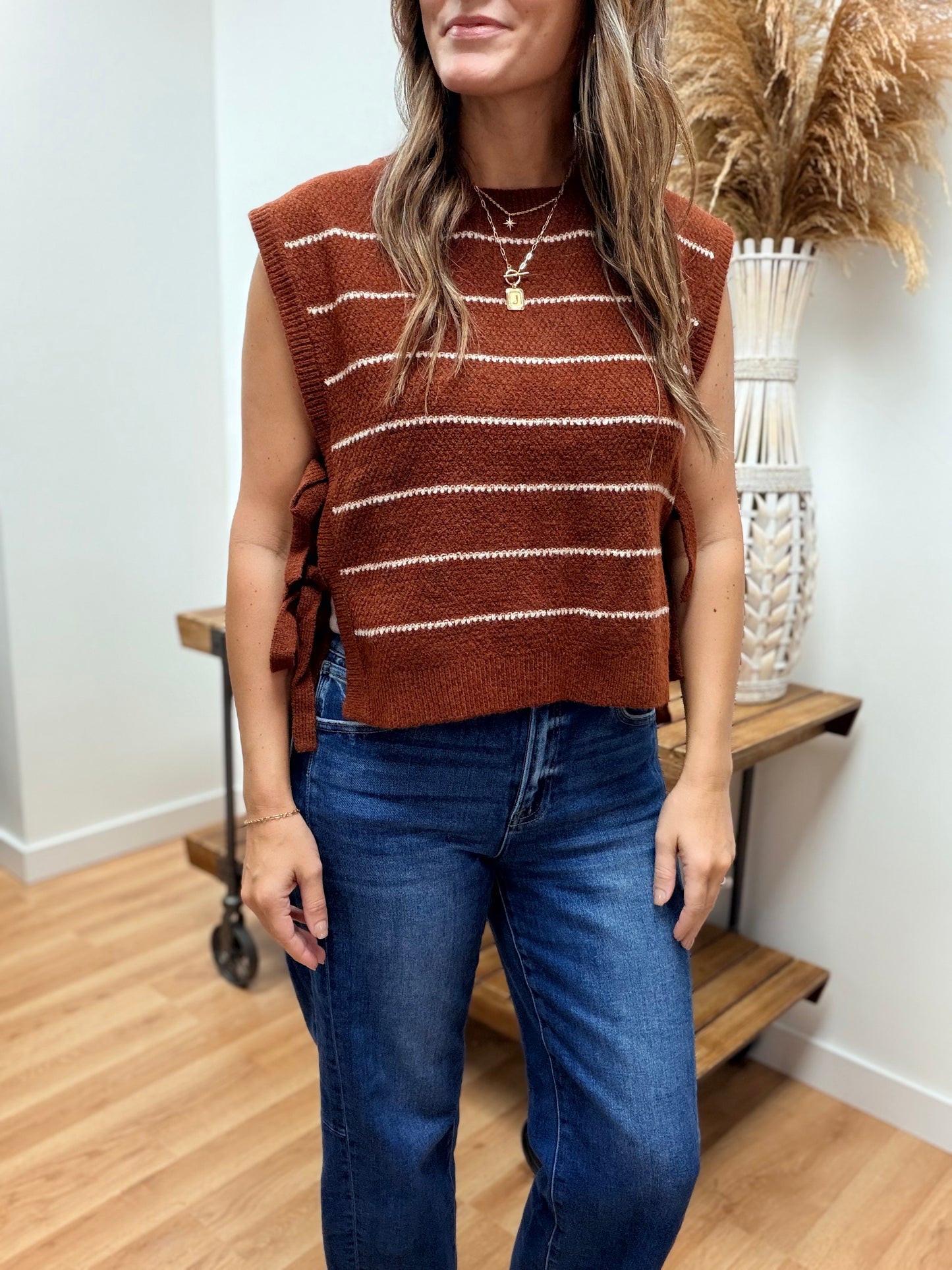 The Hullson Stripped Side Tie Knit Vest