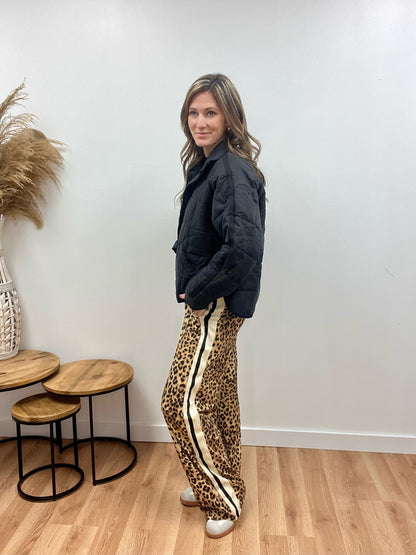 The Harlow Leopard Black Pants