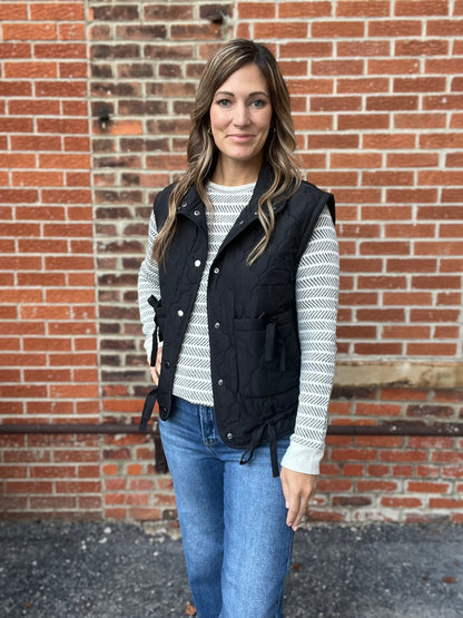 The Quilted Jude Black Puffer Vest