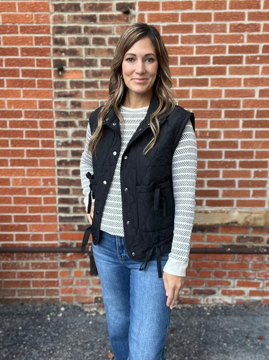 The Quilted Jude Black Puffer Vest