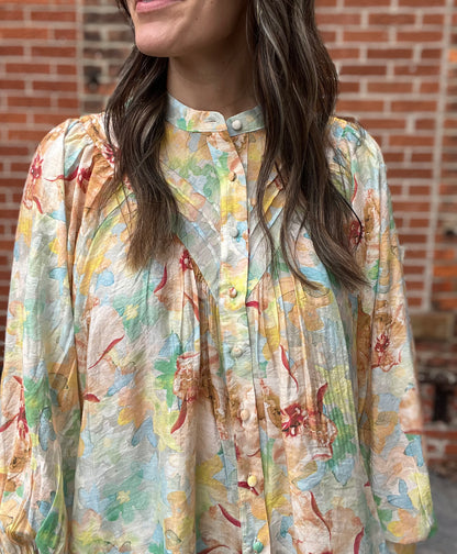The Aqua Sorbet Floral Printed Blouse