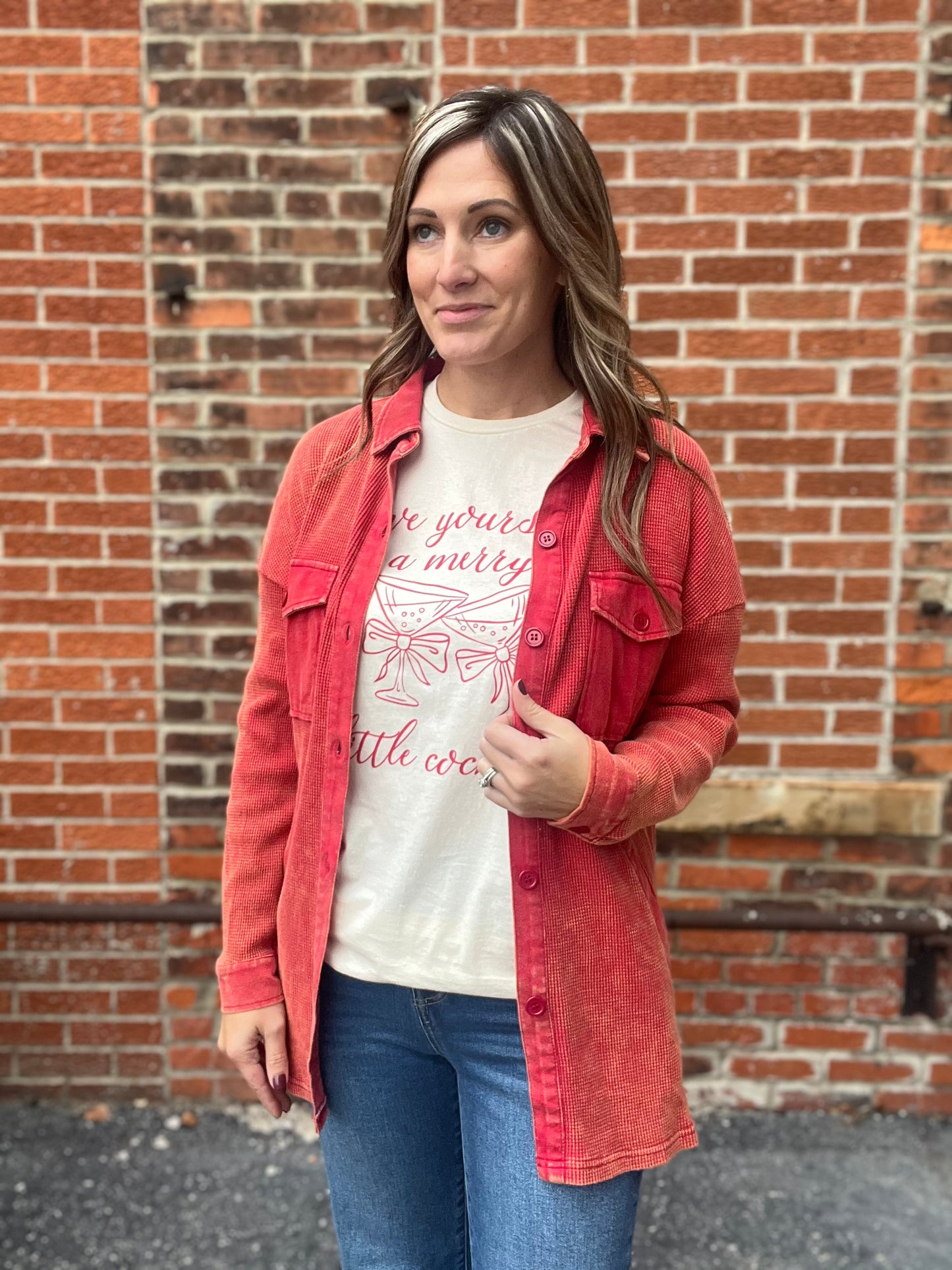 The Milo Thermal Mineral Wash Button Down Shacket