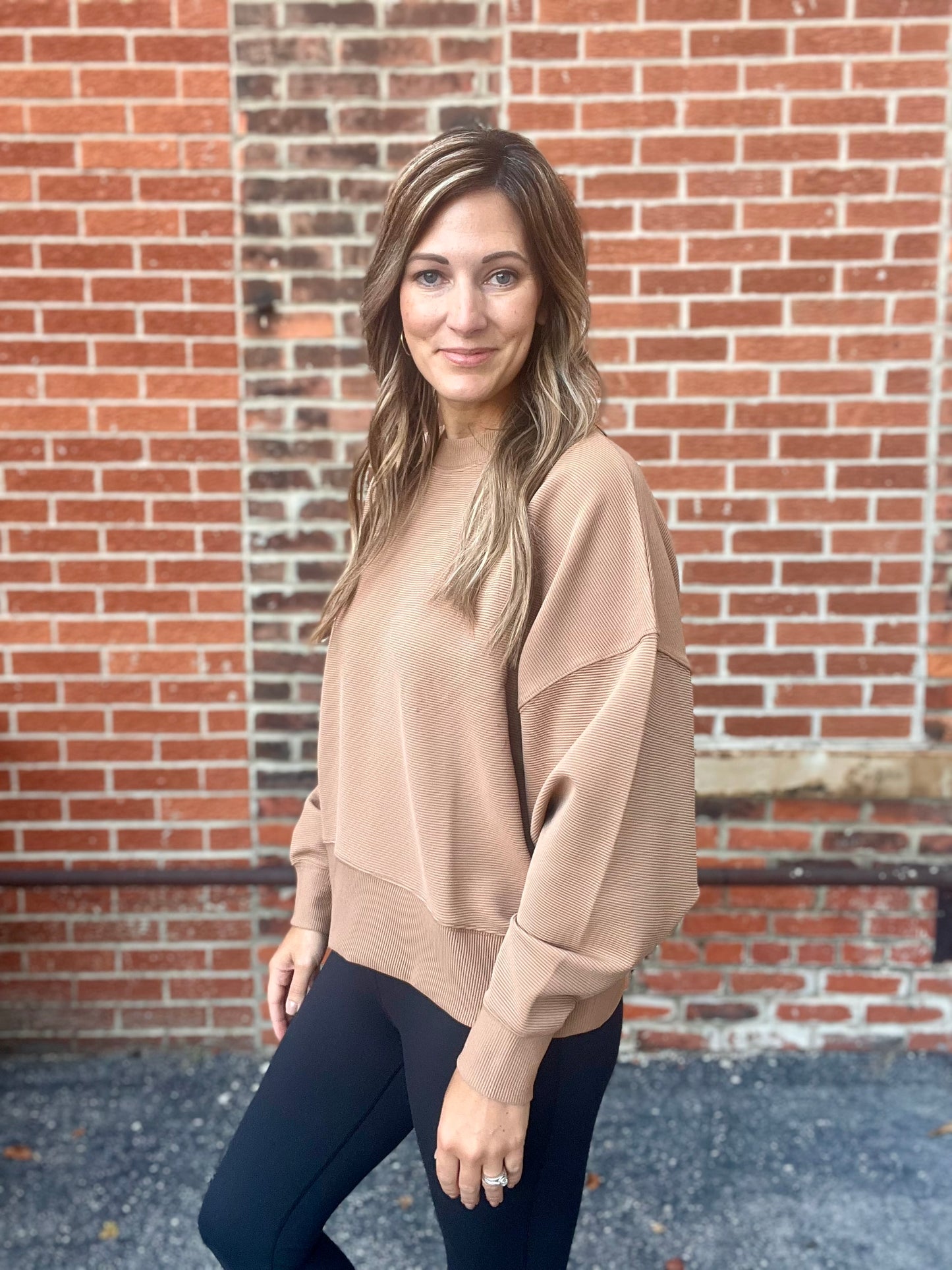 The Remi Ribbed Dolman Pullover Sweatshirt