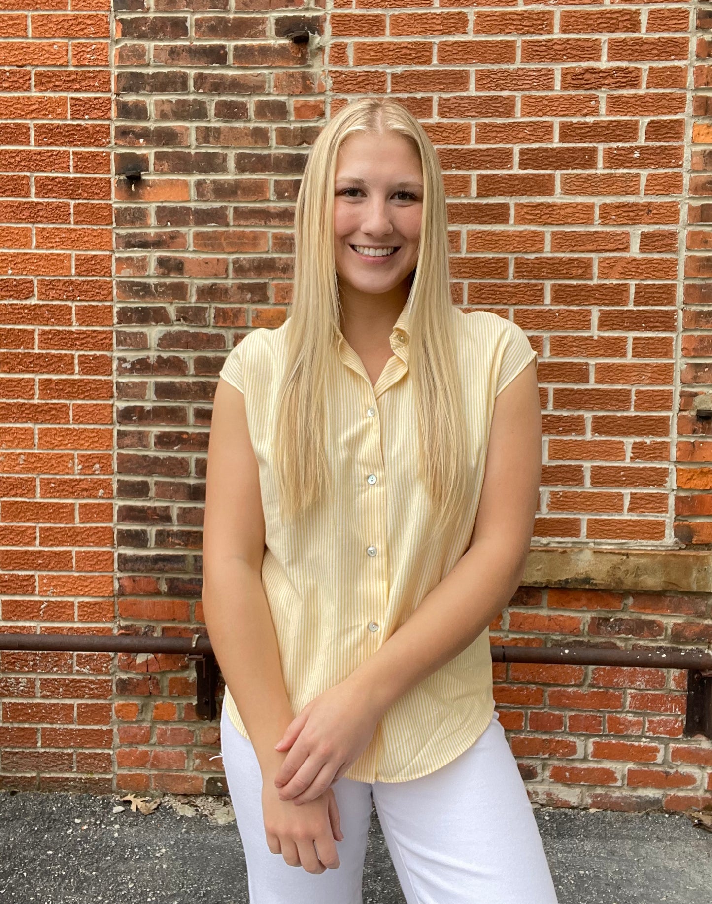 The Harriet Daisy Yellow Striped Button Down