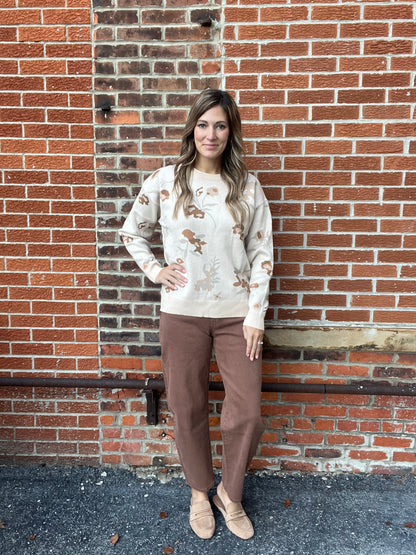 The Klara Floral Taupe Sweater