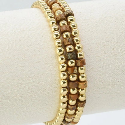 Semi Precious Stretch Bracelets Set Of Three