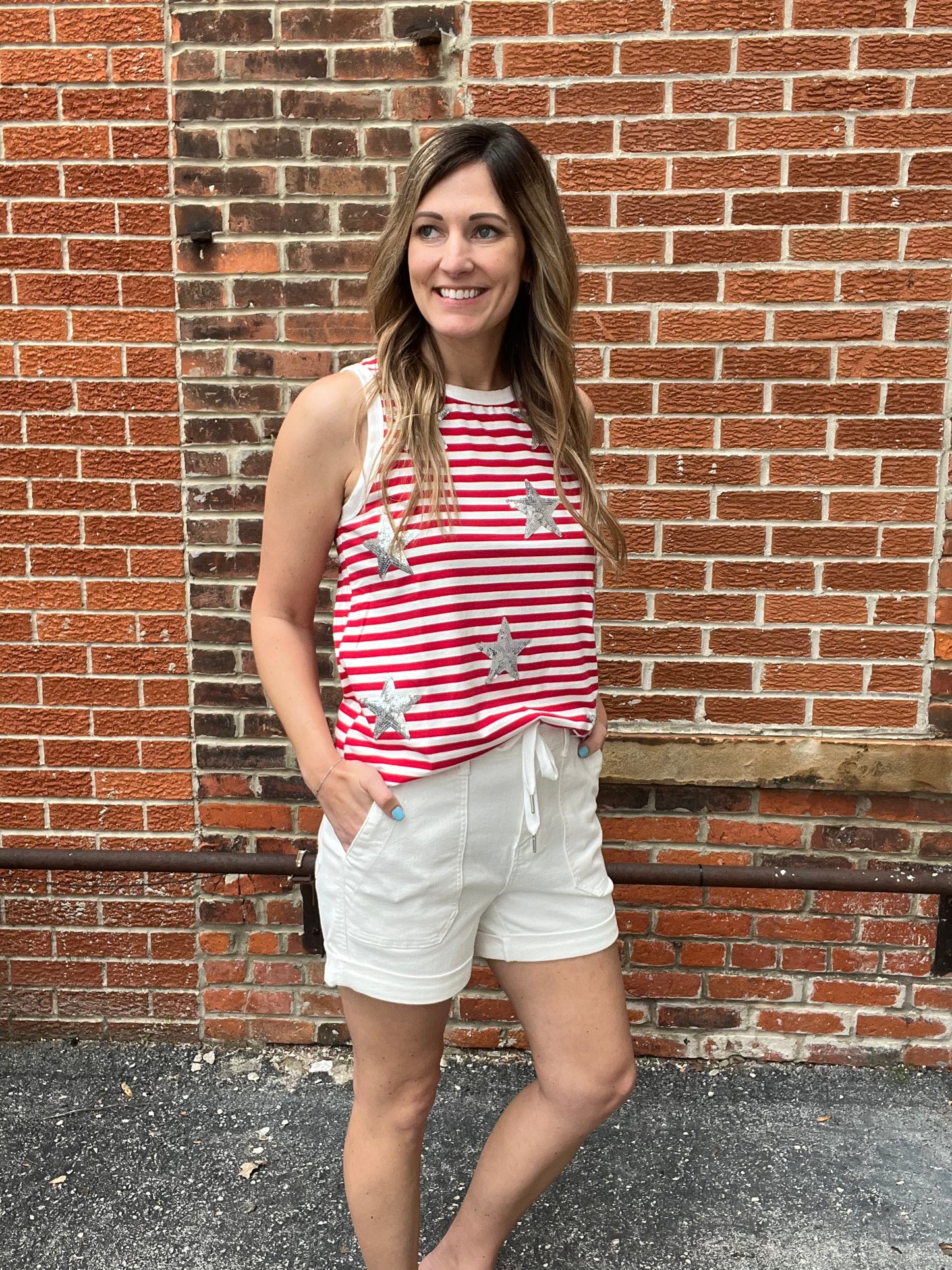 The Star Sequin Patched Tank