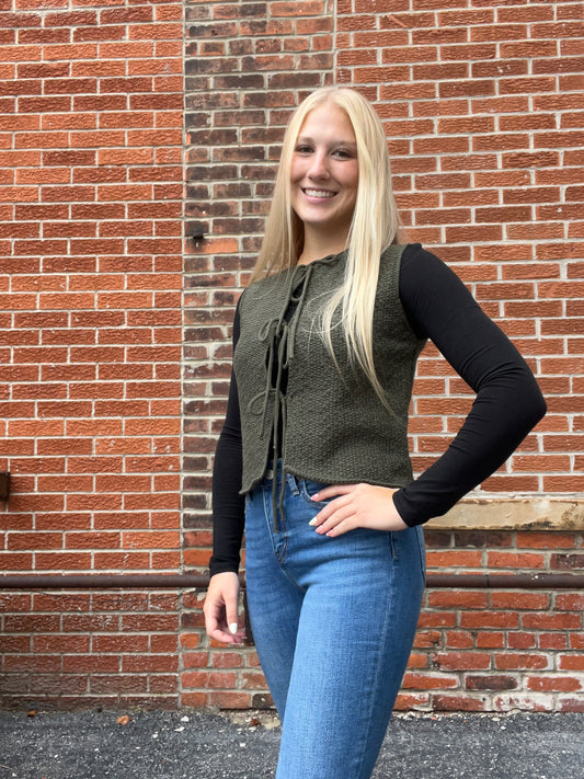The Adell Front Tie Sweater Vest