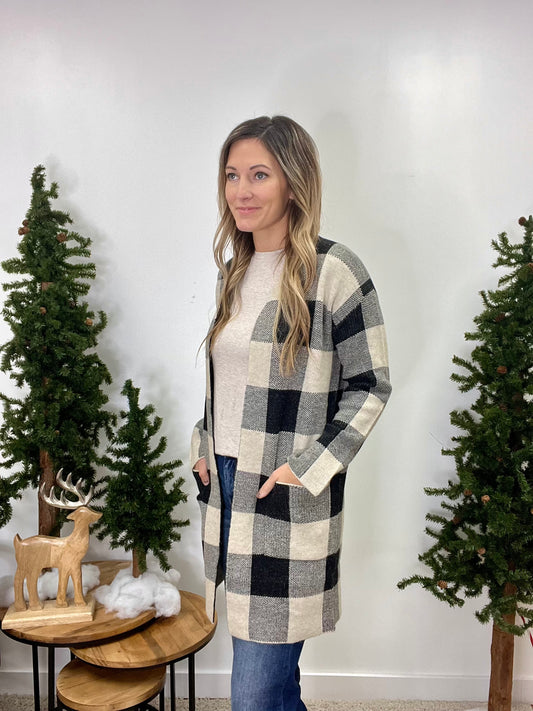 The Carrie Long Plaid Cardigan