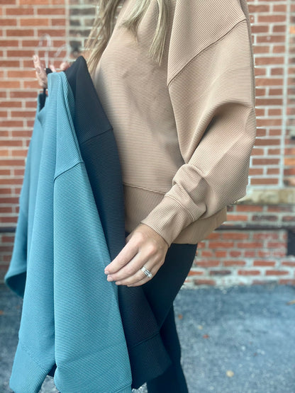 The Remi Ribbed Dolman Pullover Sweatshirt