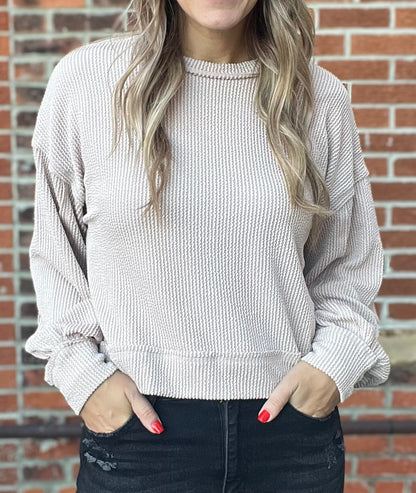 The Caroline Ribbed Cropped Long Sleeve Top