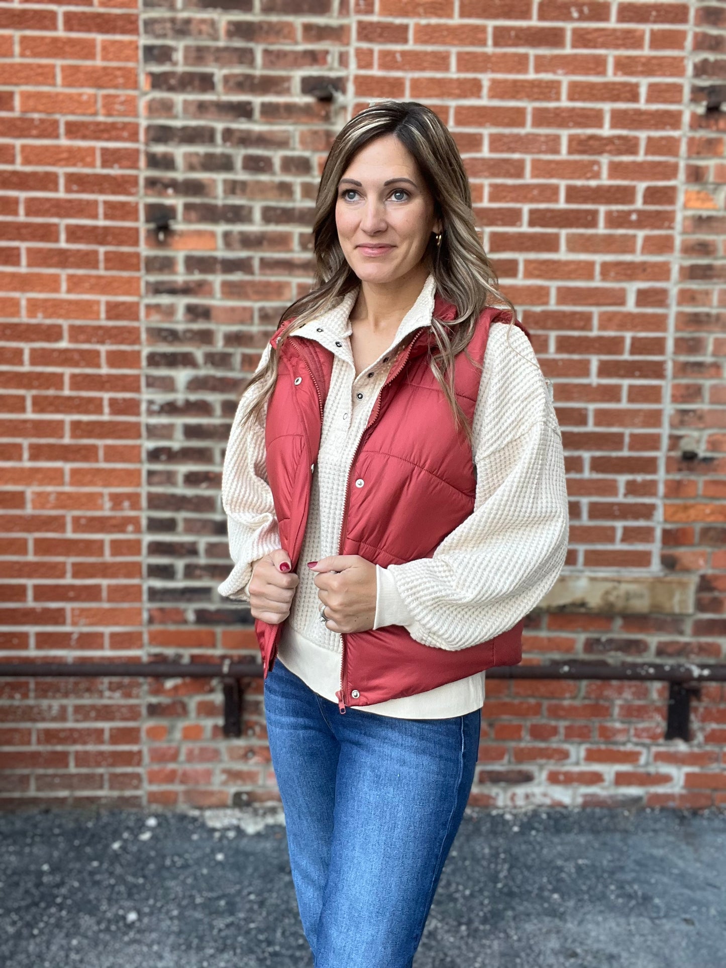 The Doran Rust Puffer Vest