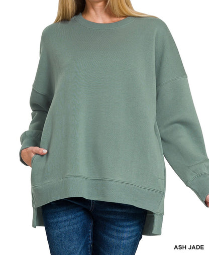 The Sutton Hi-Low Boyfriend Fit Pullover Sweatshirt