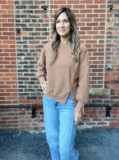 The Odette Taupe Fleece Pullover