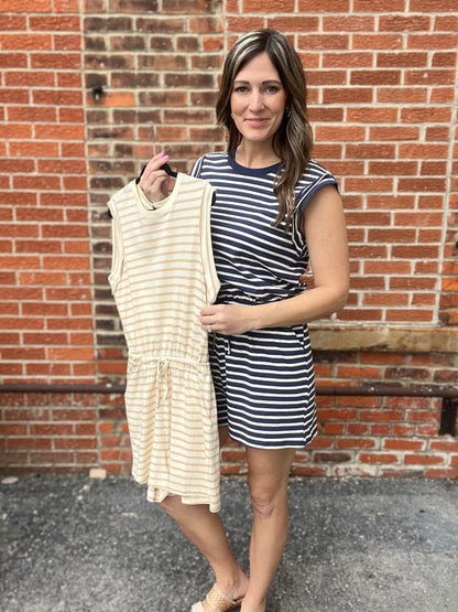 The Solana Sleeveless Striped Daytrip Romper