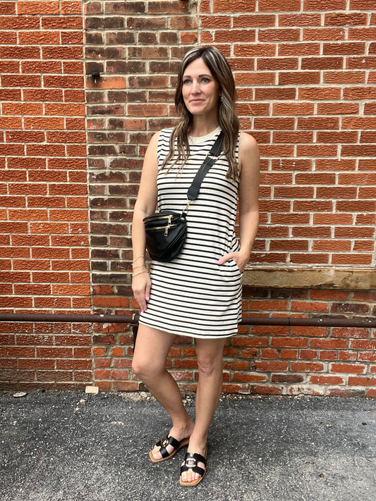 The Eira Sleeveless Striped Day Dress