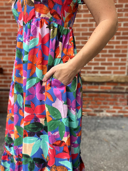 The LC Floral Print Square Neck Dress