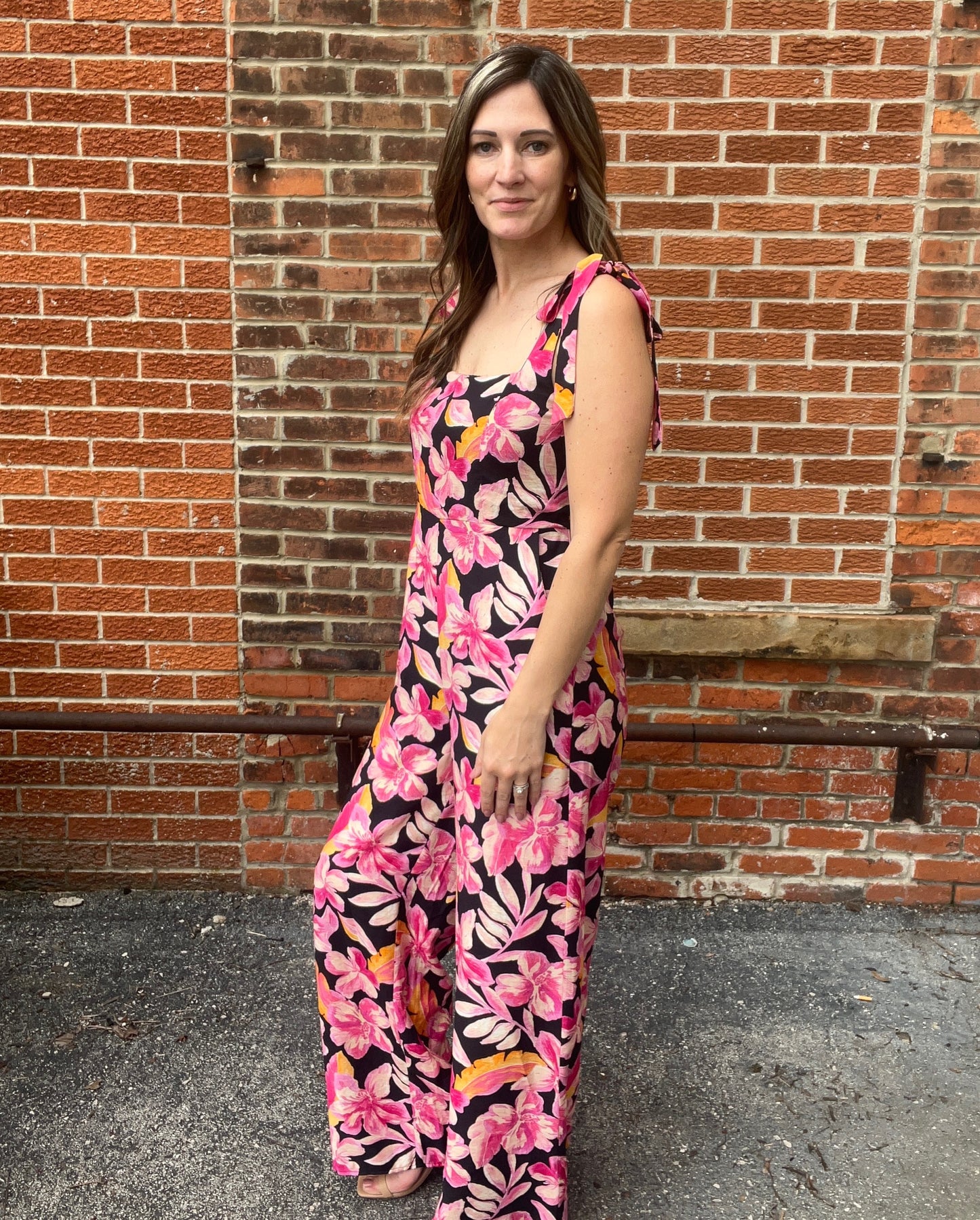 The Selah Floral Sleeveless Tie Strap Jumpsuit