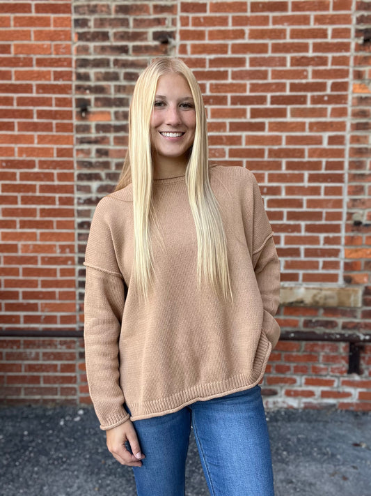 The Jane Tan Raw Edge Long Sleeve Sweater