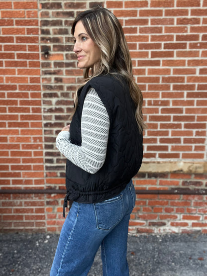 The Quilted Jude Black Puffer Vest
