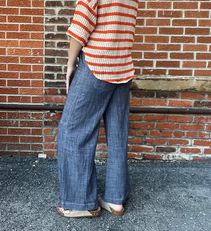 The Lowyn Navy Tie Front Straight Leg Trousers