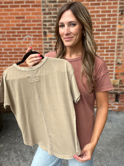 The Stevie Round Neck Short Sleeve Exposed Seam