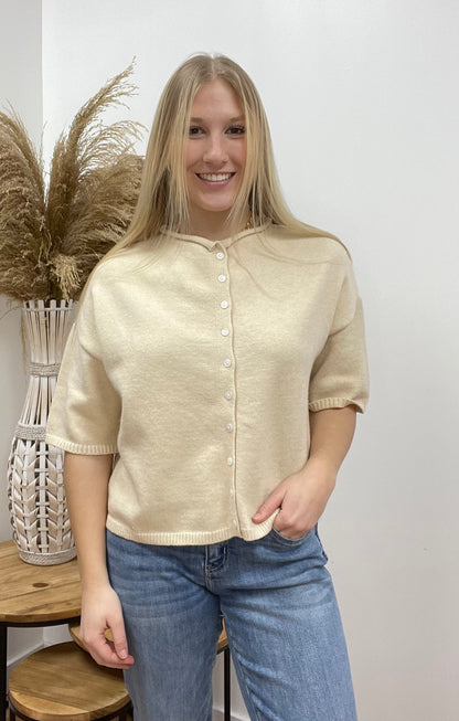 The Luca Half Sleeve Button Down Top