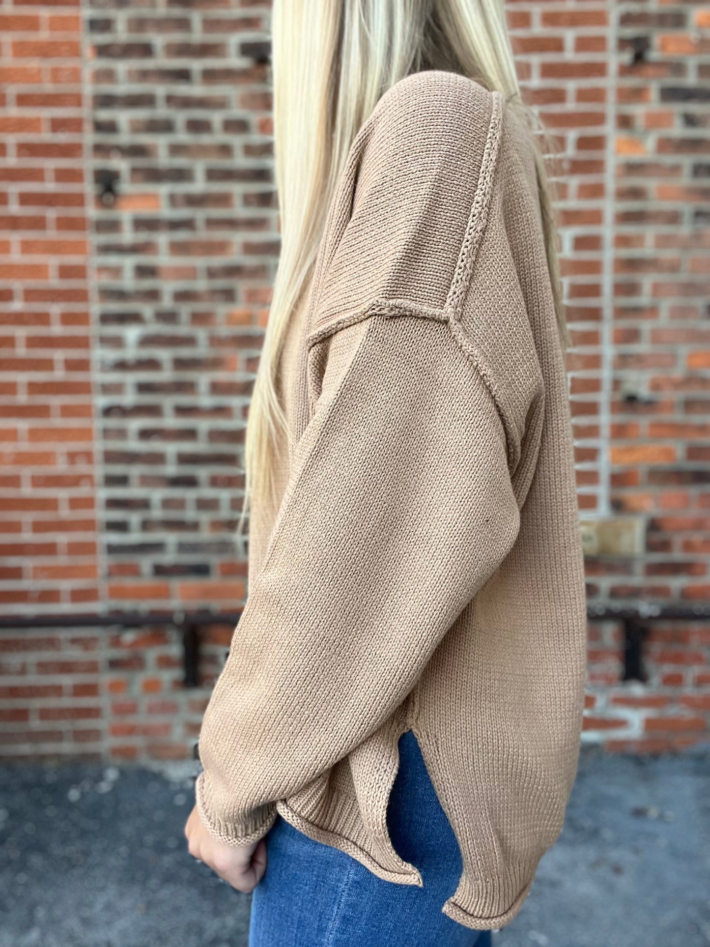 The Jane Tan Raw Edge Long Sleeve Sweater