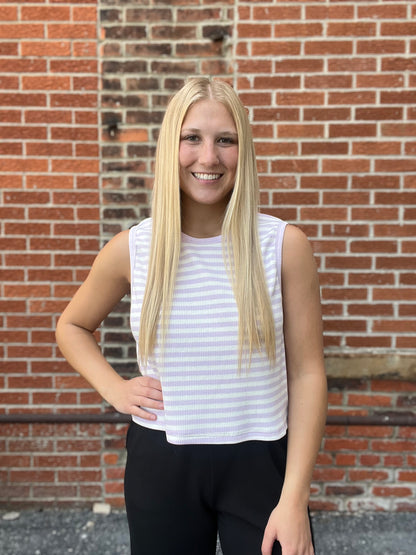 The Eliza Lavender Striped Tank Top