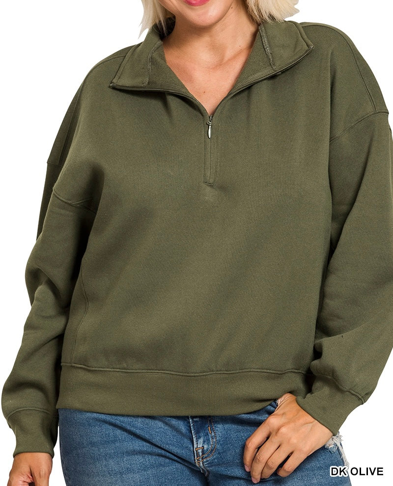 The Romi Curvy 1/4 Zip Pullover Sweatshirt