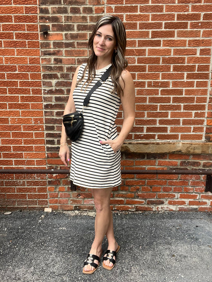 The Eira Sleeveless Striped Day Dress