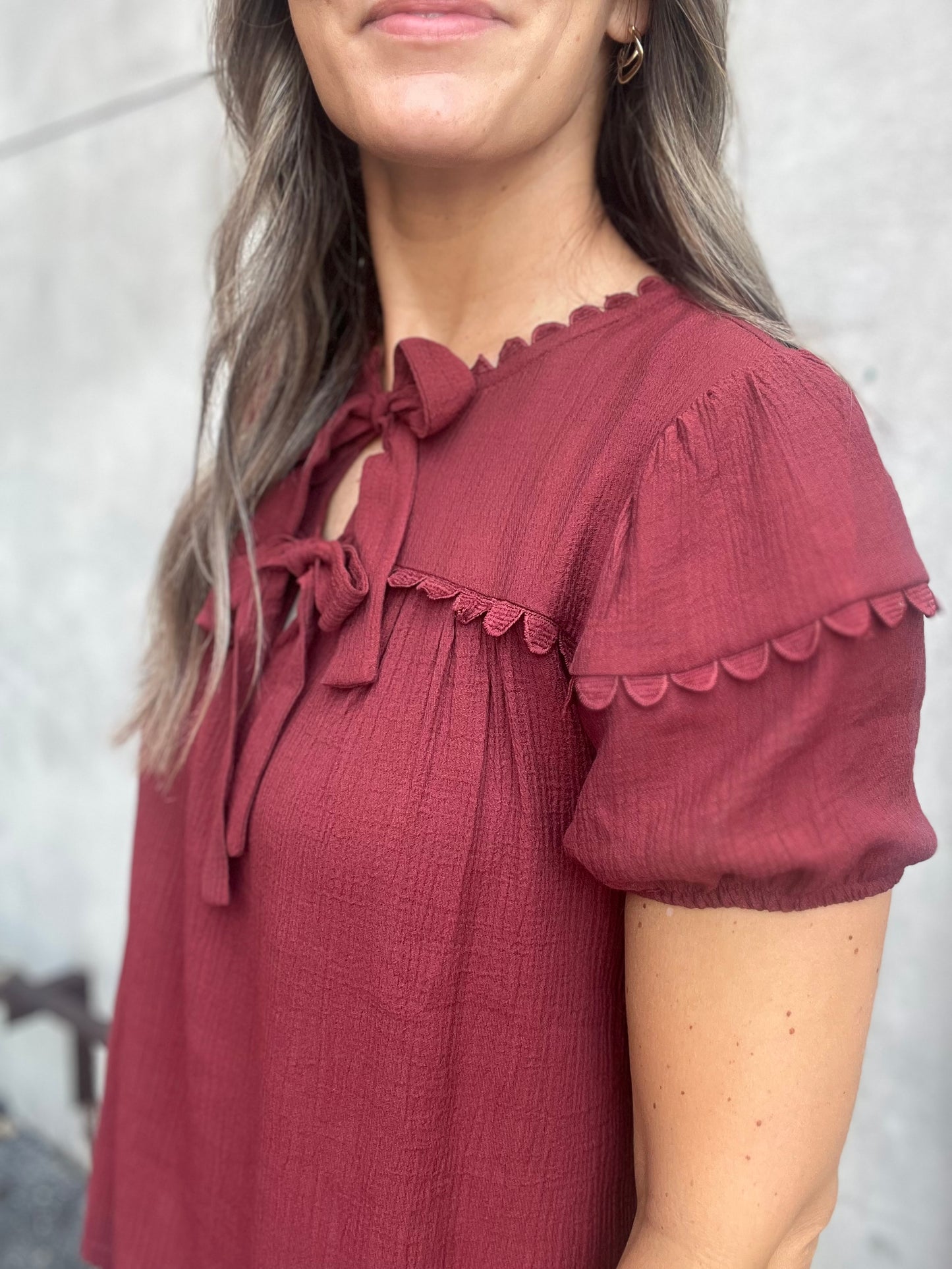 The Patterson Scallop Trim Blouse Top