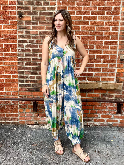 The Madison Sleeveless Tie Dye Jumpsuit